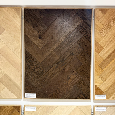 Boston Engineered Real Wood Herringbone Oak Brushed Brown Matt Lacquered